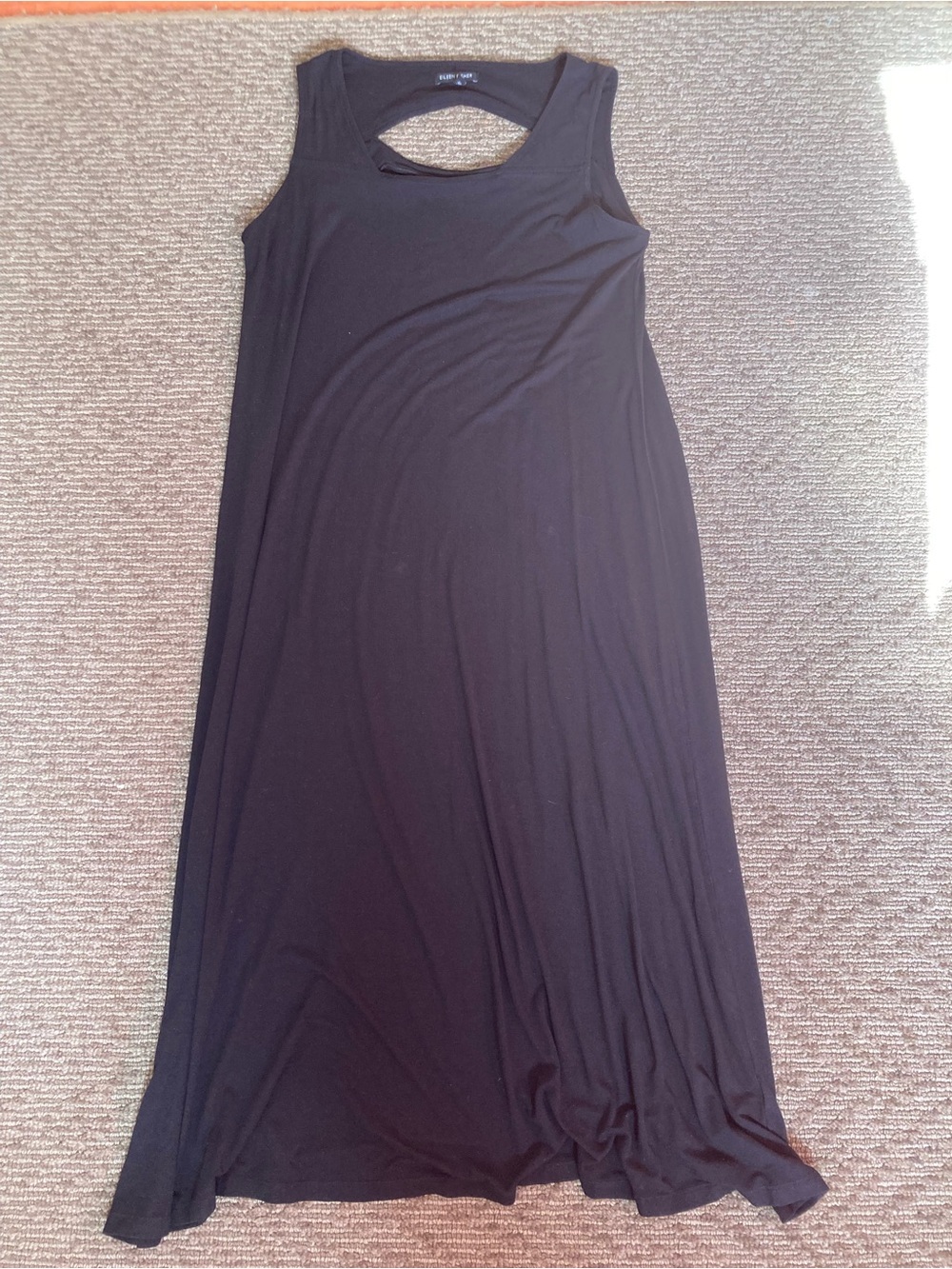 Eileen Fisher Sleeveless Black Keyhole Back Dress size medium